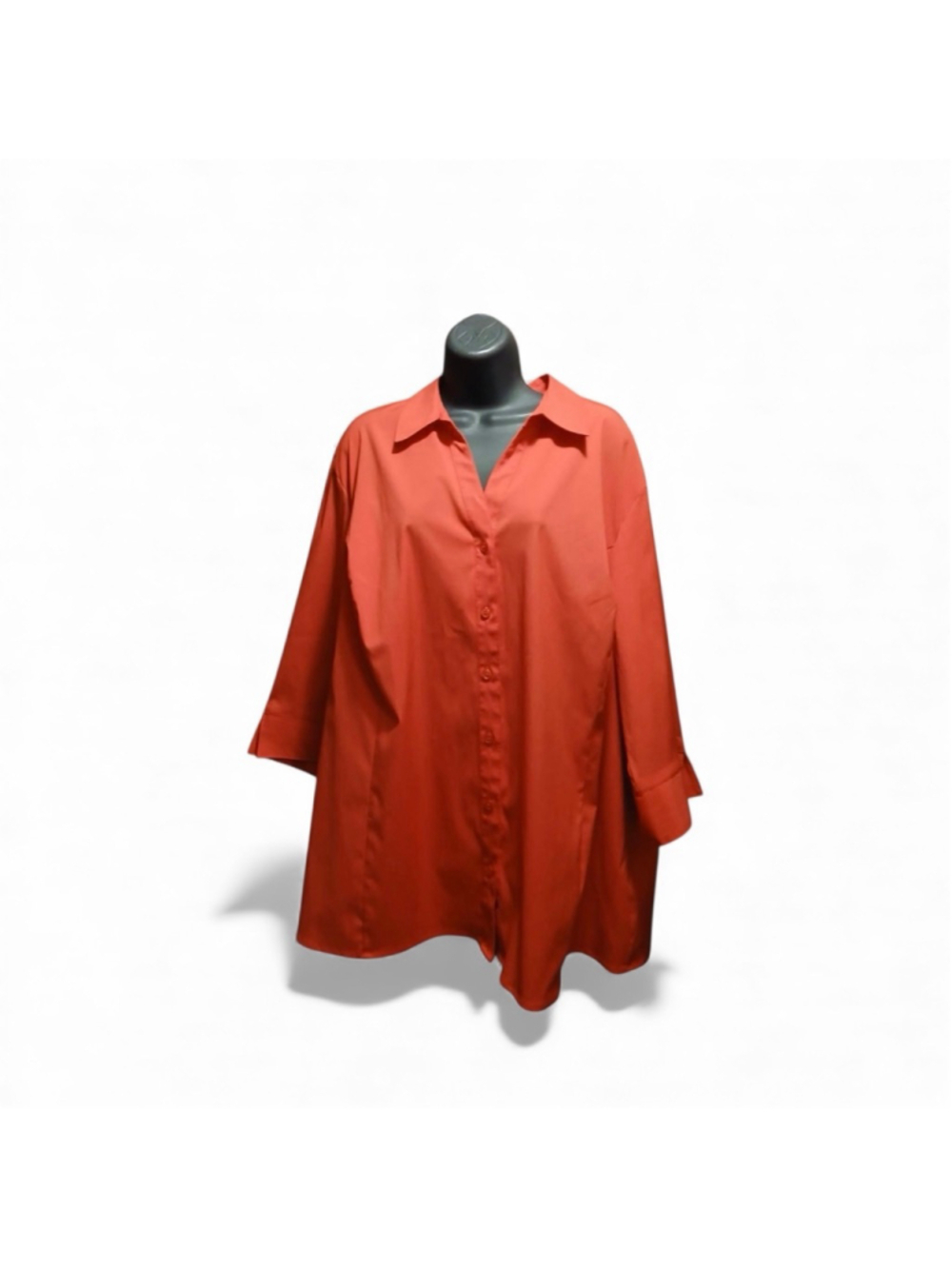 Maggie Barnes Women's Plus Size Button Down Tunic Shirt Red 3X (JC269)